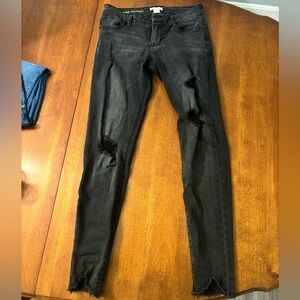 Blue asphalt raw edge skinny jeans